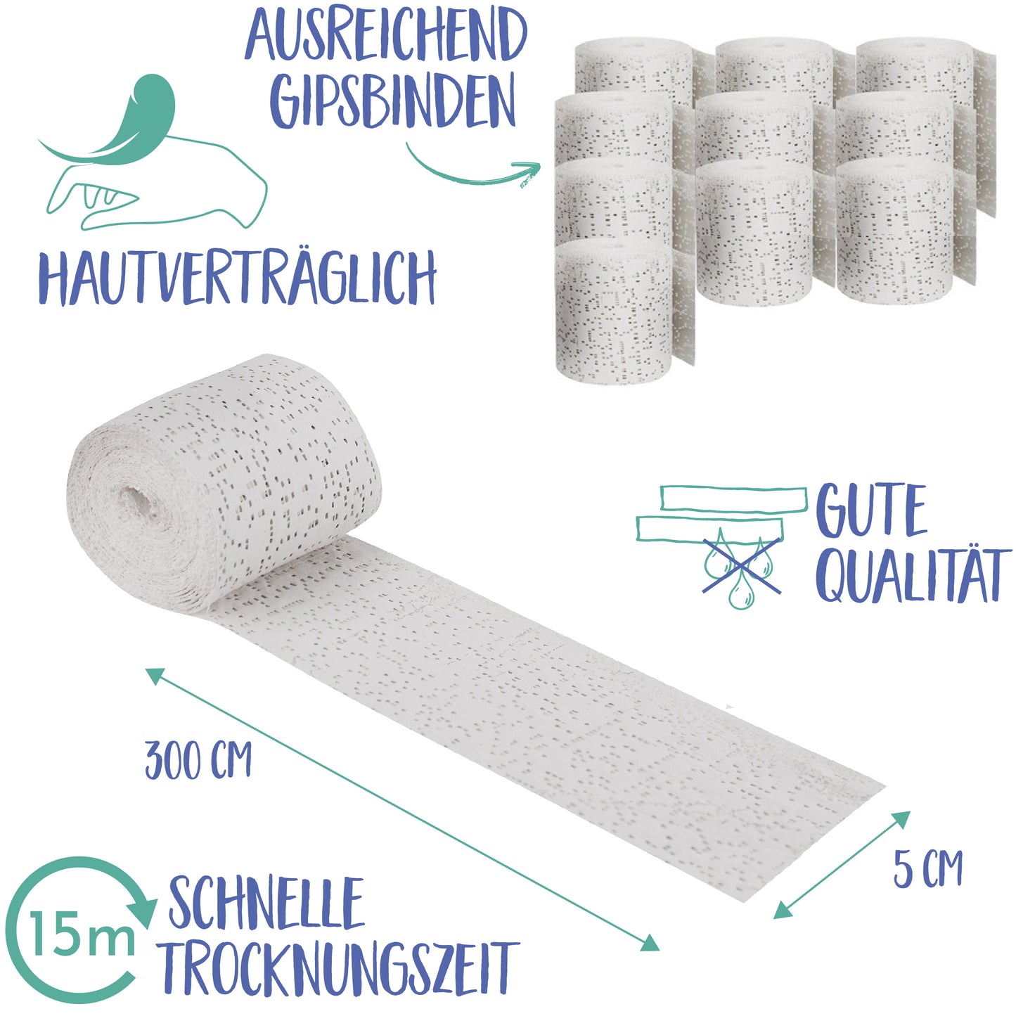 Original KNECKES – Babybauch Gipsbinden / Gipsabdruck-Set (10 Rollen / je 10 x 300 cm)