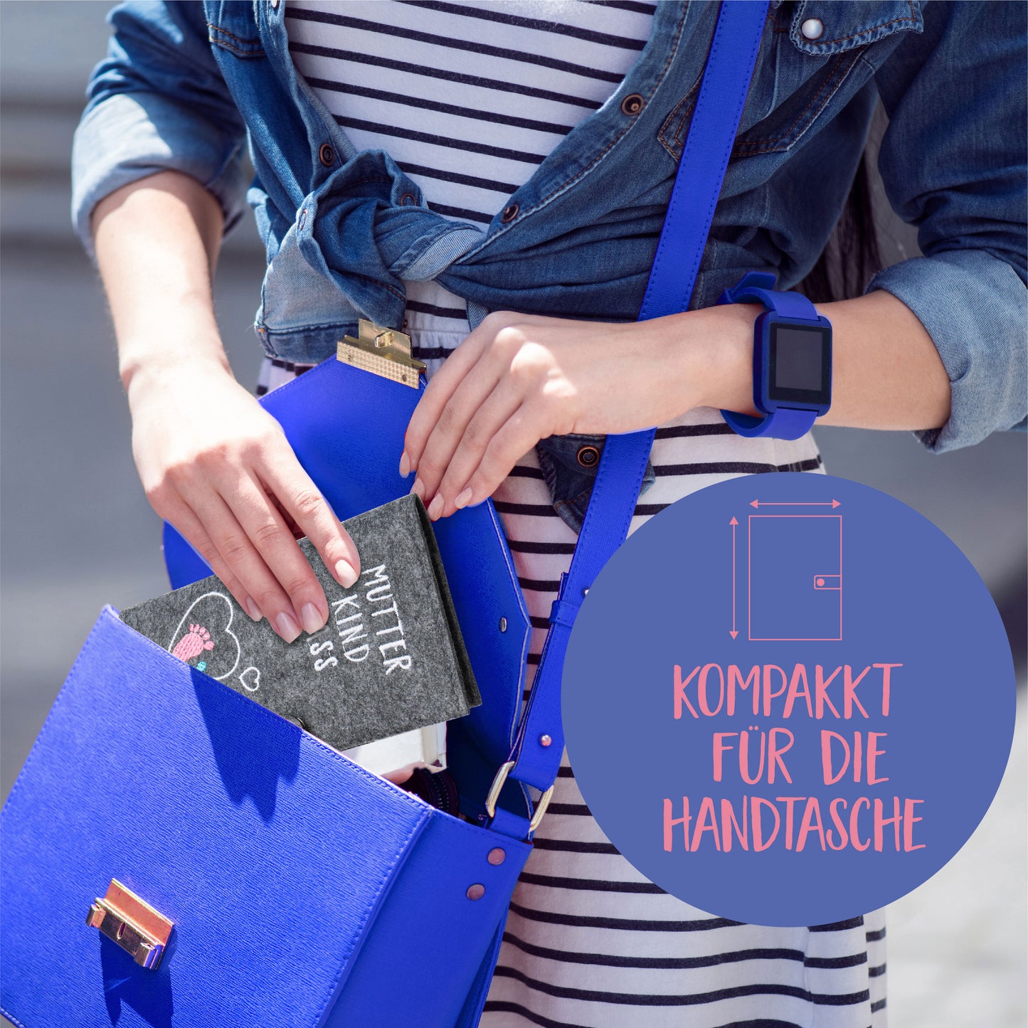 (AT) KNECKES – Edle Mutter-Kind-Pass-Hülle Filzdesign (grau) für Österreich | mit vielen Fächern für Ultraschallbild, Versichertenkarte, Impfpass etc. | tolles Geschenk