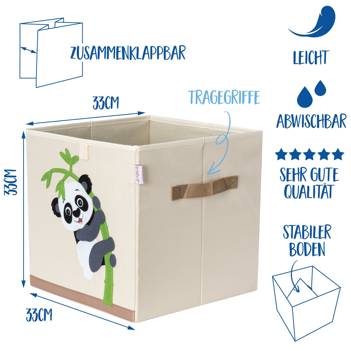 KNECKES Premium Aufbewahrungsbox Kallax Kinder - 8 Motive (33x33x33cm) | Größe passend als Kallax Boxen Kinderzimmer | Spielzeug-Kiste zusammenfaltbar, stabiler Boden, langlebig