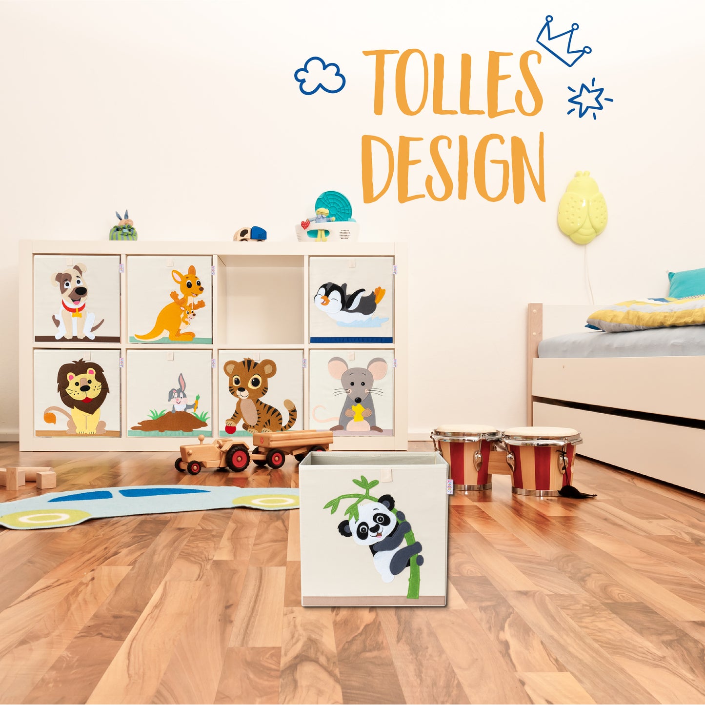 KNECKES Premium Aufbewahrungsbox Kallax Kinder - 8 Motive (33x33x33cm) | Größe passend als Kallax Boxen Kinderzimmer | Spielzeug-Kiste zusammenfaltbar, stabiler Boden, langlebig