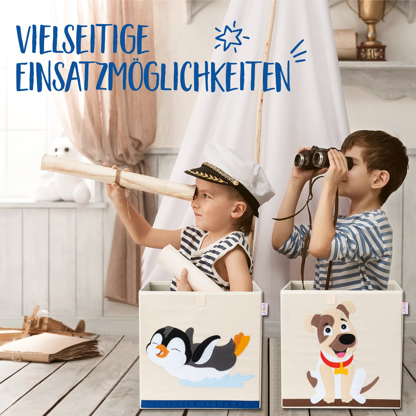 KNECKES Premium Aufbewahrungsbox Kallax Kinder - 8 Motive (33x33x33cm) | Größe passend als Kallax Boxen Kinderzimmer | Spielzeug-Kiste zusammenfaltbar, stabiler Boden, langlebig