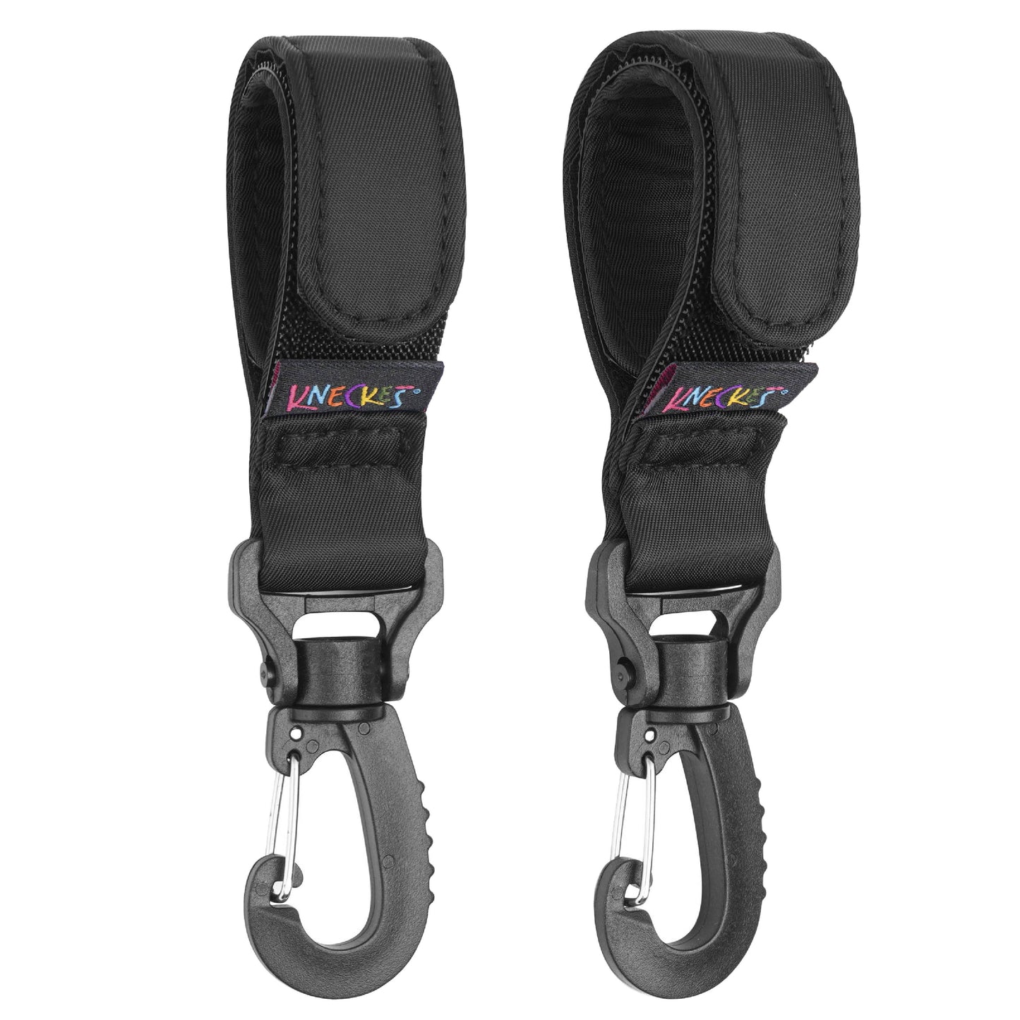 KNECKES Stabiler Kinderwagenhaken/Stroller Hooks (2er Set Tragkraft 40 kg) Klettverschluss