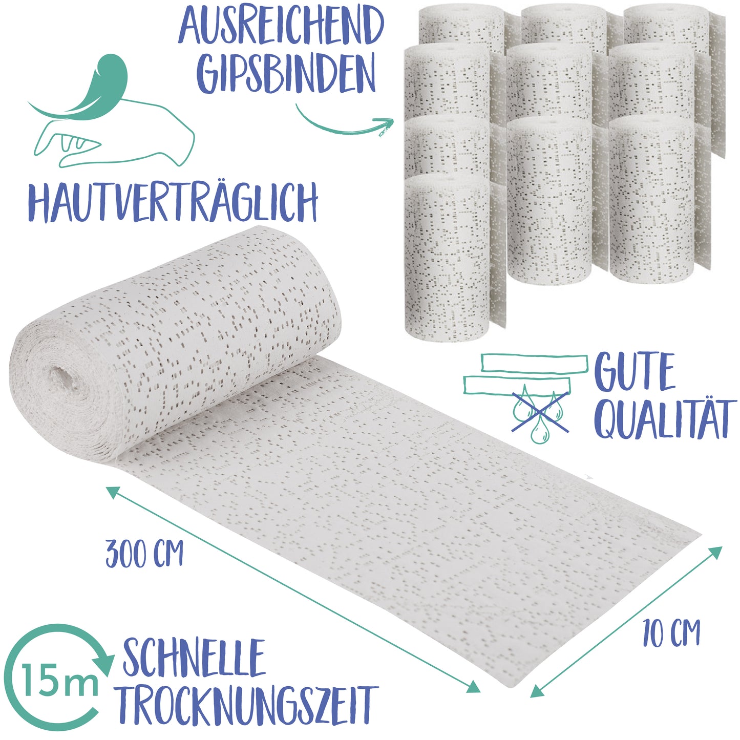 Original KNECKES – Babybauch Gipsbinden / Gipsabdruck-Set (10 Rollen / je 10 x 300 cm)