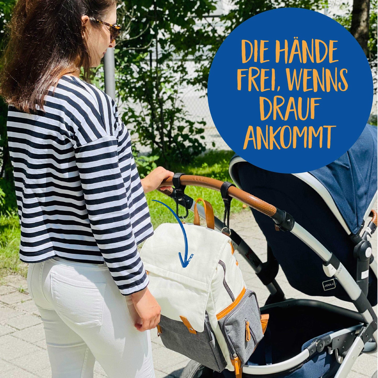 KNECKES Stabiler Kinderwagenhaken/Stroller Hooks (2er Set Tragkraft 40 kg) Klettverschluss