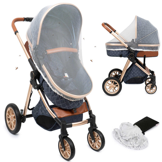 KNECKES Universal Moskitonetz / Insektenschutz (weiß) für Kinderwagen, Maxi Cosi, Buggy, Babytrage, und Babybett (weiß) | größenverstellbar | fester Sitz | feines Netzgewebe